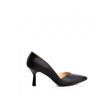 Pantofi stiletto piele naturala Negru Ava