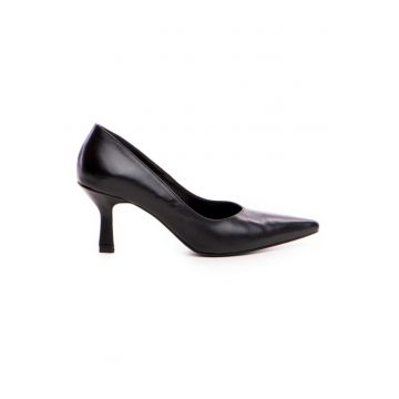 Pantofi stiletto piele naturala Negru Aven