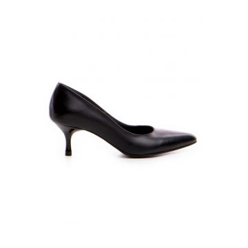 Pantofi stiletto piele naturala Negru Kitten