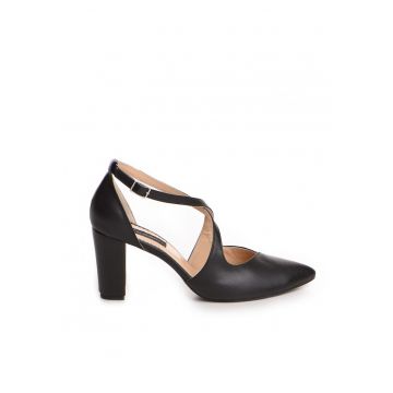 Pantofi Stiletto Piele Naturala Negru Mary