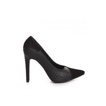 Pantofi stiletto piele naturala Negru Selma