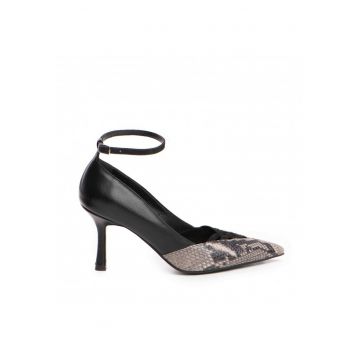 Pantofi stiletto piele naturala Negru Yasmina
