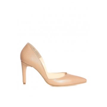 Pantofi stiletto piele naturala Nude Cappuccino