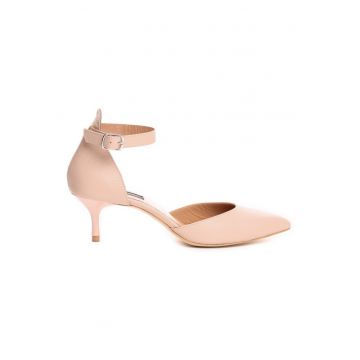Pantofi stiletto piele naturala Nude Clara