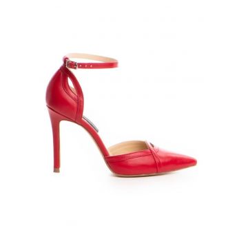 Pantofi stiletto piele naturala Rosu Ashanti