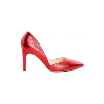 Pantofi stiletto piele naturala Royal Red