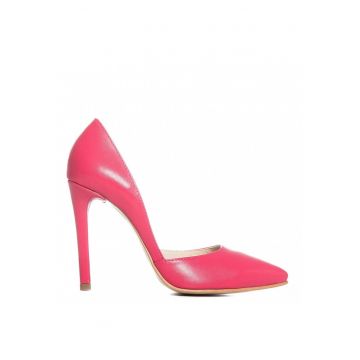 Pantofi stiletto piele naturala Roz Candy
