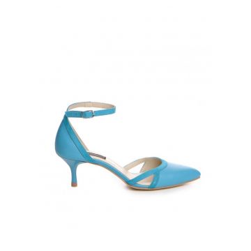 Pantofi stiletto piele naturala Turcoaz Cassandra