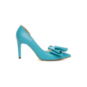 Pantofi stiletto piele naturala Turquoise Cut