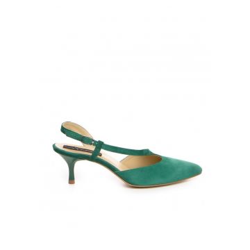 Pantofi stiletto piele naturala Verde Betty