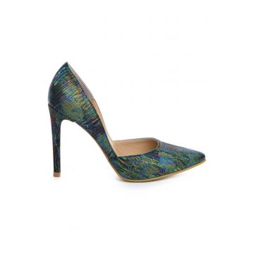 Pantofi stiletto piele naturala Verde - Marimea