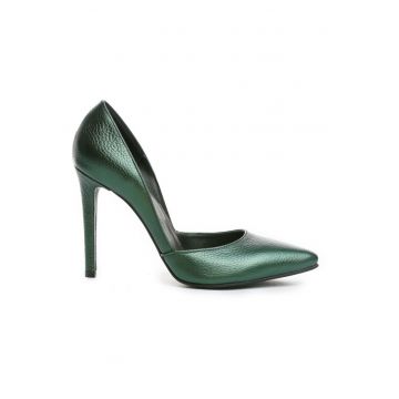 Pantofi stiletto piele naturala Verde - Marimea