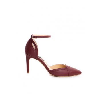 Pantofi stiletto piele naturala Visiniu Ashanti