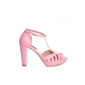 Sandale cu platforma piele naturala Roz Rendez Vous