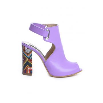 Sandale piele toc gros Single Strap Lila multicolor