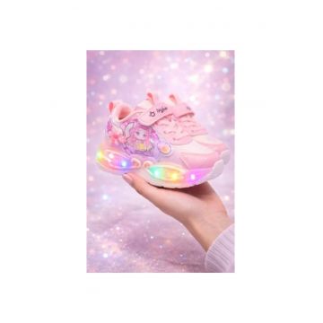 Adidasi pentru fetite - roz cu luminite LED