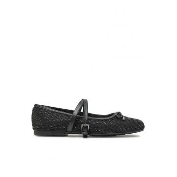 Balerini dama  piele naturala - Negru