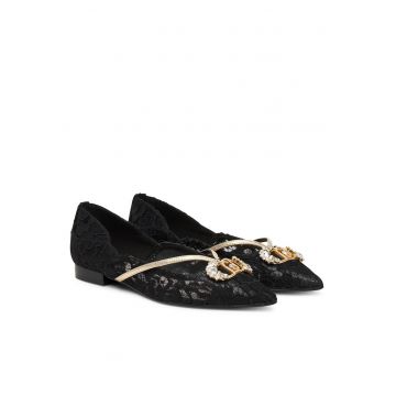 Balerini dama -  textil - negru/auriu