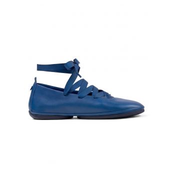 Balerini din piele cu sireturi Right Nina - Albastru pastel