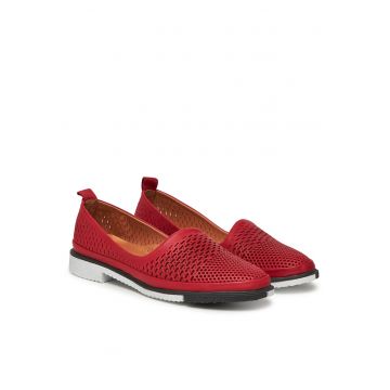 Balerini  piele naturala - rosu -