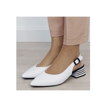 Pantofi albi comozi din piele naturala BY6888-2 02 19775 - Alb