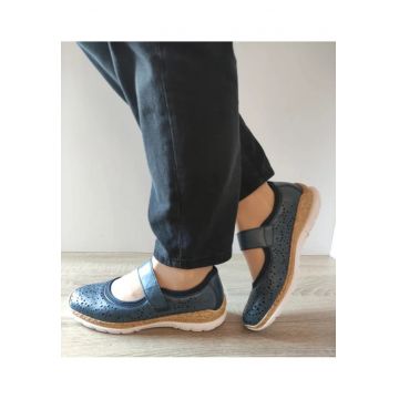 Pantofi Casual Perforati Dama  N4299-14 Albastri - Albastru - Albastru