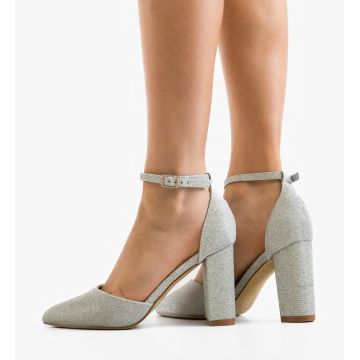 Pantofi dama cu toc Young Argintii