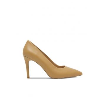 Pantofi dama -  tocuri bej - piele -