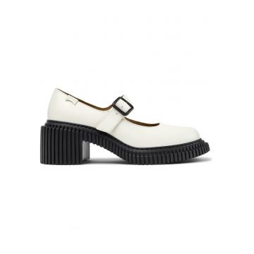 Pantofi Mary Jane cu varf rotund Pix London - Alb/Alb murdar