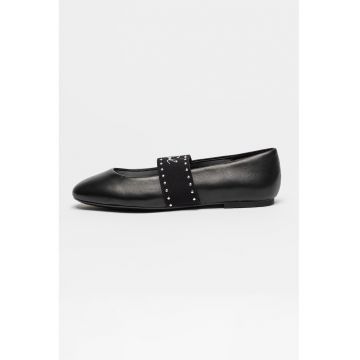 Pantofi Mary Jane de piele Karo - Negru/Argintiu