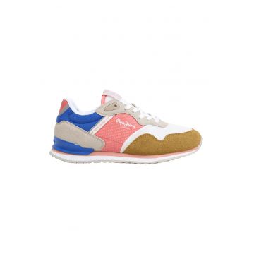 Pantofi sport colorblock - Alb/Maro camel/Roz