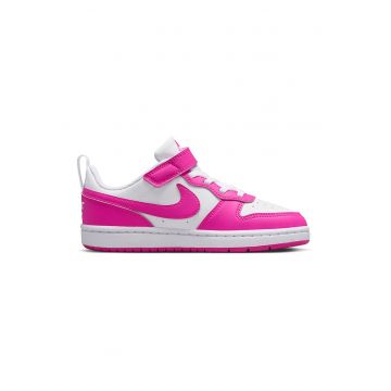 Pantofi sport Court Borough din piele ecologica cu inchidere velcro - Alb/Fucsia