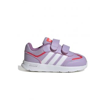 Pantofi sport de piele ecologica cu velcro Tensaur - Alb/Lila
