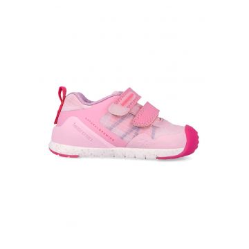 Pantofi sport din piele ecologica si material textil - Roz deschis/Roz aprins/Roz pastel
