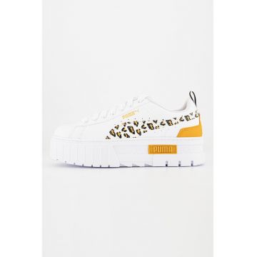 Pantofi sport flatform de piele si piele ecologica Mayze Wild