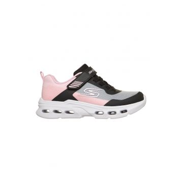 - Pantofi sport Glide-Step Drift cu velcro si garnituri sintetice - Negru/Gri deschis/Roz deschis