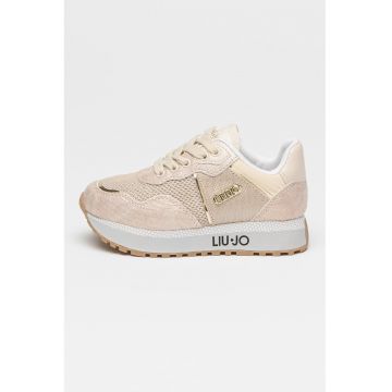 Pantofi sport low-cut cu logo - Auriu rose/Crem/Argintiu
