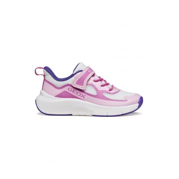 Pantofi sport Pro-ran cu velcro si talpa wedge - Alb/Violet/Roz