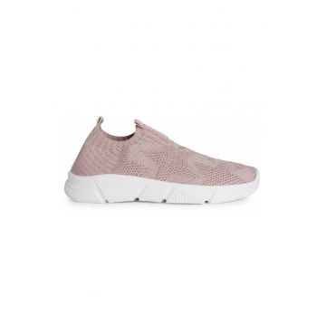 Pantofi sport slip-on din plasa tricotata - Roz pastel