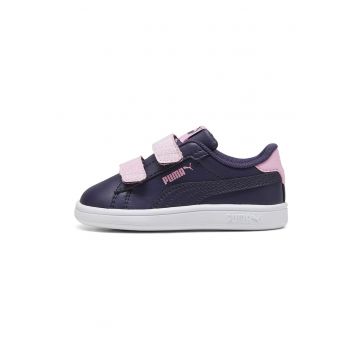Pantofi sport Smash 3.0 de piele ecologica cu velcro si particule stralucitoare - Violet aubergine/Roz