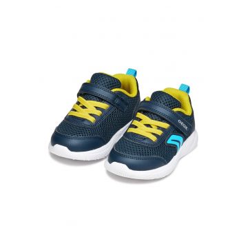 Pantofi sport Sprintye din plasa si insertii din piele ecologica - Galben/Turcoaz/Bleumarin