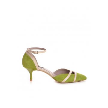 Pantofi stiletto piele naturala Lime Adele