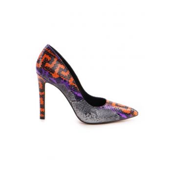 Pantofi stiletto piele naturala Multicolor