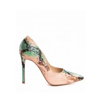 Pantofi stiletto piele naturala Verde Luxury