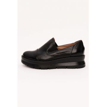 Pantofi wedge din piele - Negru