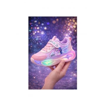 Adidasi cu luminite pentru fetite Super Cute Doll - Roz