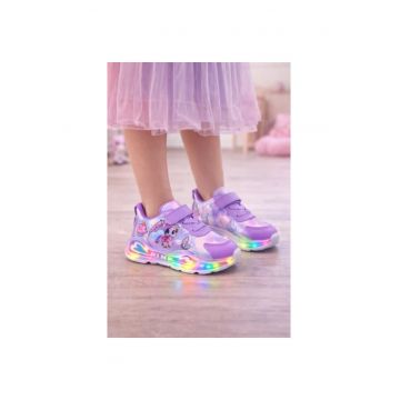 Adidasi mov cu luminite pentru fetite Ponei - Mov