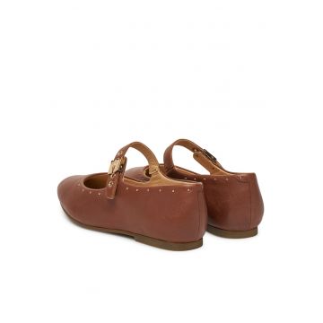 Balerini dama  Janine - piele naturala - coniac