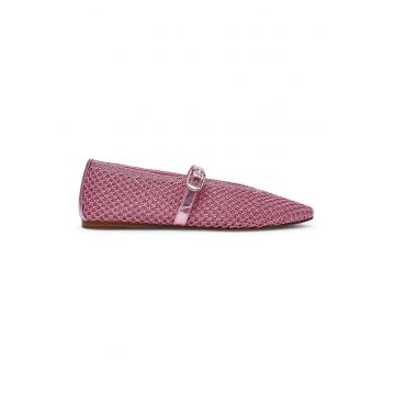 Balerini Mary Jane cu model cu perforatii - Fucsia