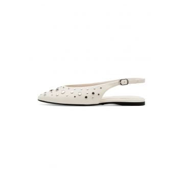 Balerini slingback cu varf ascutit - Alb murdar/Argintiu
